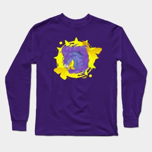 Purple Horse with Yellow Butterflies Long Sleeve T-Shirt